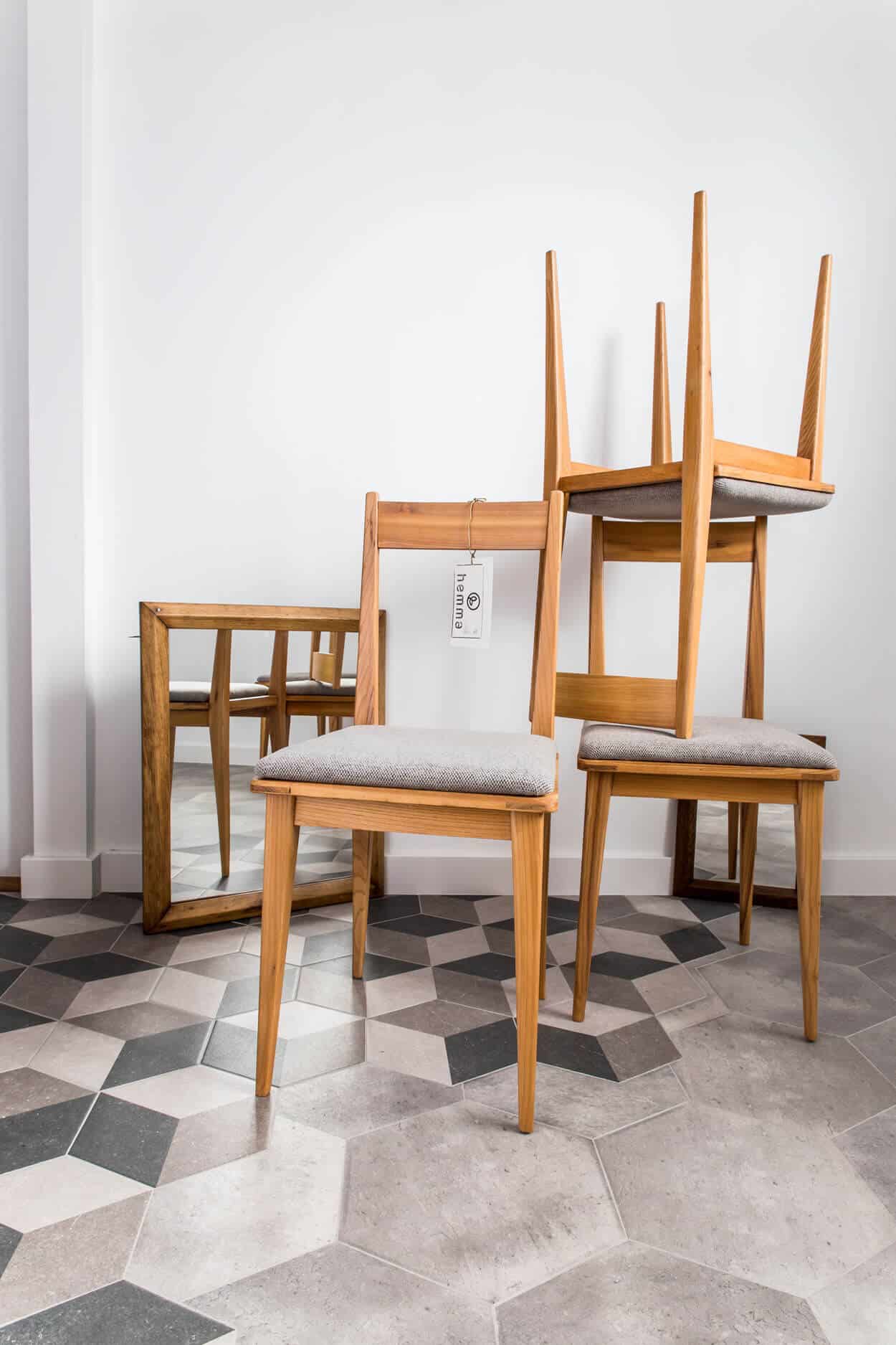 A set of four chairs designed by O. Szlekys around 1947